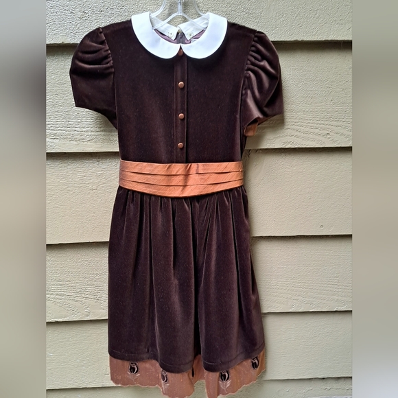 Stunning David Charles HARRODS Brown Velvet Holiday Dress  ENGLAND - 10 - Picture 1 of 8